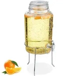 Relaxdays Getr&auml;nkespender, Transparent, Glas, Metall, Kunststoff, 5 L,...