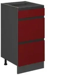 Vicco K&uuml;chenunterschrank, Rot, Anthrazit, Holzwerkstoff, 3 F&auml;cher, 3...