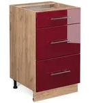 Vicco K&uuml;chenunterschrank, Bordeaux, Honigeiche, Holzwerkstoff, 3 F&auml;cher, 3