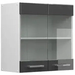 Vicco K&uuml;chenglasschrank, Anthrazit, Wei&szlig; Hochglanz, Holzwerkstoff, 1 F&auml;cher,