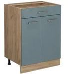 Vicco K&uuml;chenunterschrank, Blaugrau, Honigeiche, Holzwerkstoff, 1 F&auml;cher, 1