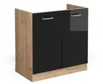Vicco Sp&uuml;lenunterschrank, Schwarz Hochglanz, Honigeiche, Holzwerkstoff, 1...