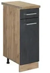 Vicco K&uuml;chenunterschrank, Schwarz, Honigeiche, Holzwerkstoff, 1 F&auml;cher, 1