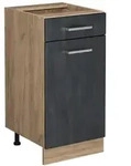 Vicco K&uuml;chenunterschrank, Schwarz, Honigeiche, Holzwerkstoff, 1 F&auml;cher, 1