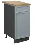 Vicco K&uuml;chenunterschrank, Hellblau, Anthrazit, Holzwerkstoff, 3 F&auml;cher, 1