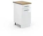 Vicco K&uuml;chenunterschrank, Wei&szlig; Hochglanz, Wei&szlig;, Holzwerkstoff, 3 F&auml;cher, 1