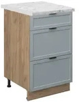 Vicco K&uuml;chenunterschrank, Hellblau, Honigeiche, Holzwerkstoff, 3 F&auml;cher, 3
