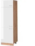 Vicco K&uuml;hlumbauschrank, Wei&szlig; Hochglanz, Honigeiche, Holzwerkstoff, 1 F&auml;cher,