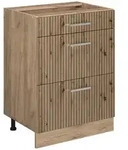 Vicco K&uuml;chenunterschrank, Eiche Artisan, Honigeiche, Holzwerkstoff, 3 F&auml;cher,...