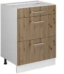 Vicco K&uuml;chenunterschrank, Eiche Artisan, Wei&szlig;, Holzwerkstoff, 3 F&auml;cher, 3