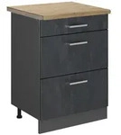 Vicco K&uuml;chenunterschrank, Schwarz, Anthrazit, Holzwerkstoff, 3 F&auml;cher, 3
