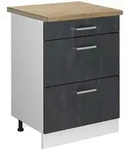 Vicco K&uuml;chenunterschrank, Schwarz, Wei&szlig;, Holzwerkstoff, 3 F&auml;cher, 3...