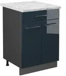 Vicco K&uuml;chenunterschrank, Dunkelblau, Anthrazit, Holzwerkstoff, 1 F&auml;cher, 1