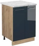 Vicco K&uuml;chenunterschrank, Dunkelblau, Honigeiche, Holzwerkstoff, 2 F&auml;cher,