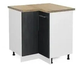 Vicco Eckunterschrank, Schwarz, Wei&szlig;, Holzwerkstoff, 1 F&auml;cher, Formgebogen,