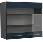 Vicco K&uuml;chenglasschrank, Dunkelblau, Anthrazit, Holzwerkstoff, 2 F&auml;cher,