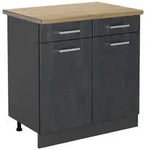 Vicco K&uuml;chenunterschrank, Schwarz, Anthrazit, Holzwerkstoff, 1 F&auml;cher, 2