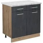 Vicco K&uuml;chenunterschrank, Schwarz, Honigeiche, Holzwerkstoff, 1 F&auml;cher, 2