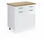 Vicco K&uuml;chenunterschrank, Wei&szlig; Hochglanz, Wei&szlig;, Holzwerkstoff, 1 F&auml;cher, 2