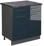 Vicco K&uuml;chenunterschrank, Dunkelblau, Anthrazit, Holzwerkstoff, 1 F&auml;cher, 2