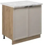 Vicco K&uuml;chenunterschrank, Grau, Honigeiche, Holzwerkstoff, 2 F&auml;cher,...