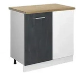 Vicco Eckunterschrank, Schwarz, Wei&szlig;, Holzwerkstoff, 1 F&auml;cher, Rechteckig,