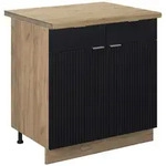 Vicco K&uuml;chenunterschrank, Schwarz, Honigeiche, Holzwerkstoff, 1 F&auml;cher, 2