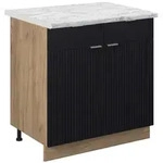 Vicco K&uuml;chenunterschrank, Schwarz, Honigeiche, Holzwerkstoff, 1 F&auml;cher, 2