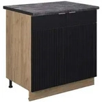 Vicco K&uuml;chenunterschrank, Schwarz, Honigeiche, Holzwerkstoff, 1 F&auml;cher,...