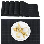 Relaxdays Tischset, Schwarz, Holz, Textil, Rechteckig, 45x0.3x30 cm, Wohntextilien,