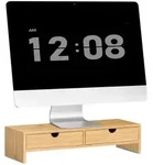 SoBuy Monitorst&auml;nder, Natur, Holz, 47x11x18 cm,
