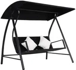 Outsunny 2-Sitzer, Schwarz, Metall, 124x179x198 cm, Gartenm&ouml;bel, Hollywoodschaukeln