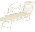 CLP Gartenliege, Creme, Metall, 156x78x46 cm, Gartenm&ouml;bel, Gartenliegen