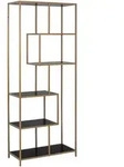 Xora Regal, Schwarz, Gold, Metall, Holzwerkstoff, Holzoptik, 4 F&auml;cher,...
