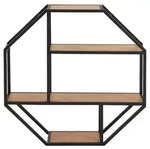 Livetastic Wandregal, Schwarz, Eiche, Metall, Holzwerkstoff, 77x77x20 cm, Reach,
