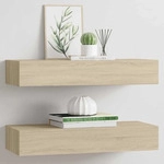 vidaXL H&auml;ngeelement, Braun, Holzwerkstoff, Strukturbuche, 2 Schubladen,...
