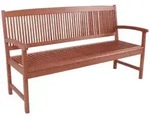 Gardenson Gartenbank, Braun, Holz, Eukalyptusholz, Hartholz, 3-Sitzer, 59x90x157 cm,