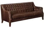 Vente-Unique Sofa, Braun, Leder, Uni, 3-Sitzer, 194.5x84x84 cm, Wohnzimmer, Sofas &