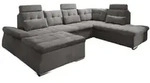 ed exciting design Wohnlandschaft, Dunkelgrau, Textil, 5-Sitzer, U-Form,L-Form,