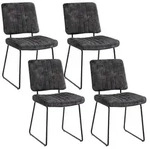 Mid.you Stuhl-Set, Anthrazit, Schwarz, Metall, Textil, Kufe, 45x83x61 cm,