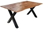 SAM Esstisch, Beige, Metall, Echtholz,Mangoholz, Quadratisch,Rechteckig, X-Form,