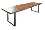 SAM Esstisch, Braun, Metall, Echtholz,Akazie, Quadratisch,Rechteckig, U-Form,