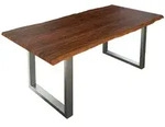 SAM Esstisch, Braun, Metall, Echtholz,Akazie, Quadratisch,Rechteckig, U-Form,