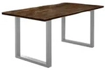 SAM Esstisch, Braun, Metall, Echtholz,Akazie, Quadratisch,Rechteckig, U-Form,