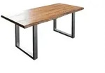 SAM Esstisch, Beige, Metall, Echtholz,Akazie, Quadratisch,Rechteckig, U-Form,