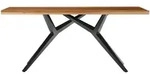 Mid.you Esstisch, Natur, Schwarz, Holz, Metall, Teakholz, massiv, rechteckig, Y-Form,