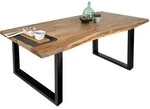 SAM Esstisch, Beige, Metall, Echtholz,Akazie, Quadratisch,Rechteckig, U-Form,