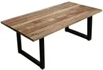 Livetastic Esstisch, Natur, Schwarz, Holz, Metall, Mangoholz, rechteckig, Kufe,