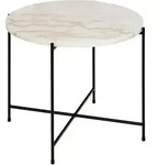 Beistelltisch, Wei&szlig;, Stein, rund, X-Form, rund, 52x40x52 cm, Wohnzimmer,