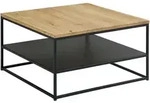 Boxxx Couchtisch, Schwarz, Eiche, Holz, Metall, Eiche, massiv, quadratisch, eckig,